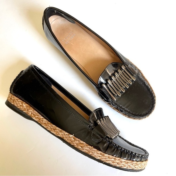 Stuart Weitzman Black Patent Leather Loafers - Picture 1 of 8